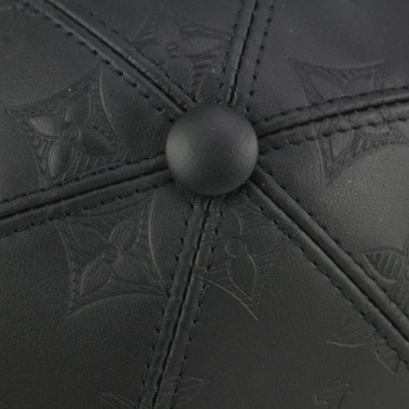 Louis Vuitton Size 60 Black Leather Monogram Shadow Cap Baseball Hat 123lv19 - Picture 12 of 12